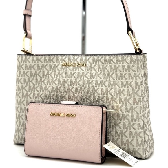Michael Kors Trisha Triple Compartment Crossbody Bag & Bifold Zip Chain Wallet - Picture 1 of 13